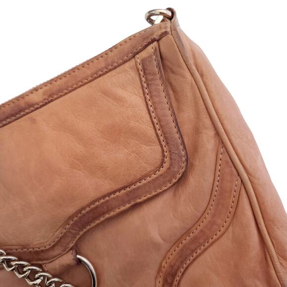 REBECCA MINKOFF MAC Bombe leather crossbody chain shoulder bag tan classic purse - Picture 8 of 12